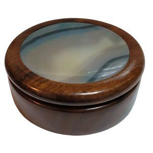 Beautiful Brazilian Wood & Agate Trinket Box